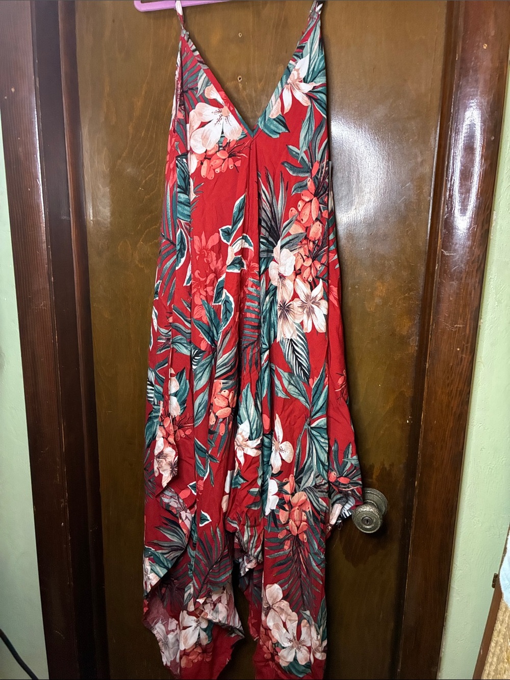 Love Red Floral Asymmetrical V-Neck Sundress